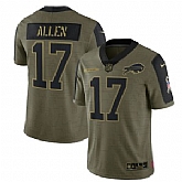 Nike Buffalo Bills 17 Josh Allen 2021 Olive Salute To Service Limited Jersey Dyin,baseball caps,new era cap wholesale,wholesale hats